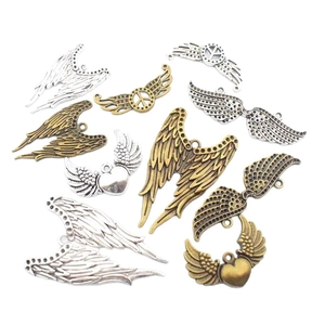 Vintage-Legierung Feder Flügel Anhänger in Bronze und Silber für DIY-Schmuck und Basteln
