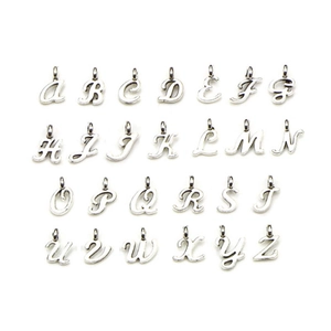 Set aus 26 silbernen Buchstaben-Anhängern aus Legierung für DIY-Schmuckherstellung