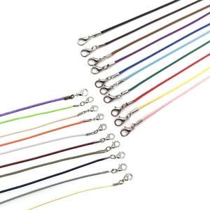 Lote de collares de cordón encerado de 1,5 mm de colores con cierres de langosta plata