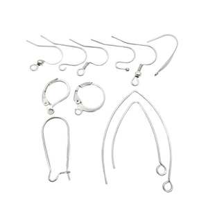 Polished silver stainless steel earring hooks and DIY jewelry accessory components set