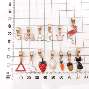 DIY jewelry charms set featuring alloy enamel heart, crown, and flamingo for bracelets