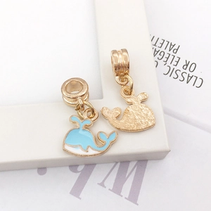 Cute whale charm with blue enamel and gold plating for DIY jewelry making and bracelets