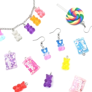 Assorted colorful resin gummy bear and candy pendants for DIY jewelry and accessories