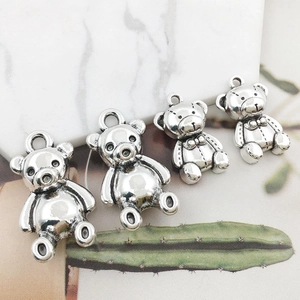 Antique silver teddy bear alloy charms for DIY earrings and necklaces jewelry making