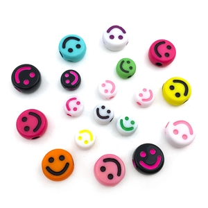 Colorful acrylic smiley face beads in various colors for DIY bracelet and jewelry making