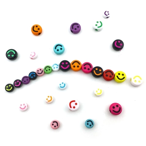 Mixed colorful acrylic smiley face beads for DIY bracelet and jewelry making crafts