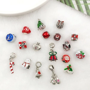 Festive Christmas charms set with Santa, snowflake, and tree for DIY bracelets