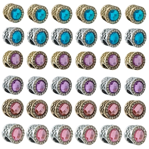 Sparkling crystal large hole charm beads in gold and silver for DIY bracelets