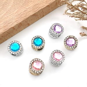 UV gold dazzling large hole beads with crystals for DIY jewelry bracelet making