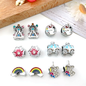DIY colorful enamel unicorn and ferris wheel alloy charms for bracelet making