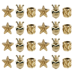 24pcs gold star and love crown charms for DIY charm bracelet making set