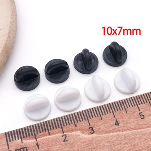 Set di chiusure a farfalla in plastica bianca e nera 10x7mm per distintivi e spille
