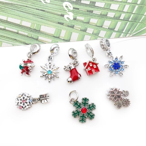 Set of 8 Christmas enamel charms including snowflakes and socks for DIY jewelry making