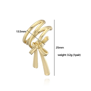 Elegant 18K gold plated butterfly bow ear cuff with spiral multi-layer design