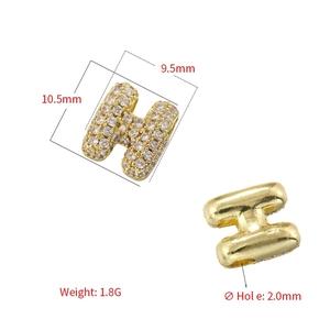 Ciondolo a lettera H in zircone 5A per braccialetti fai-da-te con dimensioni