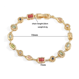 Bracelet luxueux plaqué or avec cristaux géométriques multicolores et zircons fins