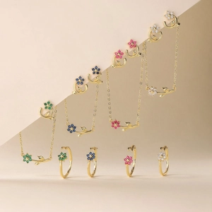 Elegant Copper Zirconia Camellia Flower Jewelry Exquisite Gold Silver Floral Necklace Adjustable Ring Stud Earrings For Women