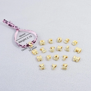 Golden 3D alphabet beads A-Z with leopard print ribbon for personalized bracelets