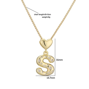 Collana dorata con cuore e lettera S di cristallo, catena a O regolabile 45+5cm
