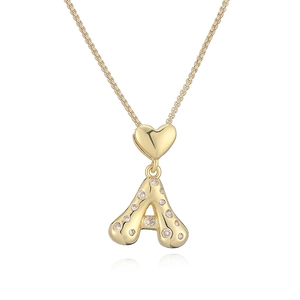 Collana cuore dorata con lettera A e zirconi scintillanti per donna e ragazza