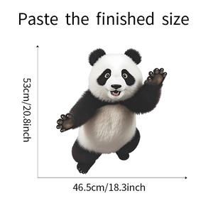 Sticker mural panda mignon avec dimensions finales de 53cm par 46,5cm pour chambre