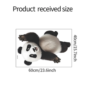 Vue détaillée du sticker mural panda volant avec dimensions du produit 60x40cm