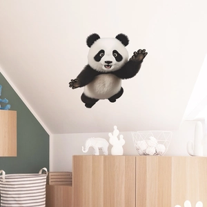 Sticker mural panda 3D avec texture de fourrure réaliste pour chambre d'enfant