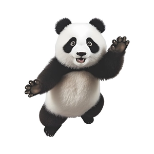 Sticker mural panda volant 3D avec texture de fourrure pour décoration chambre d'enfant