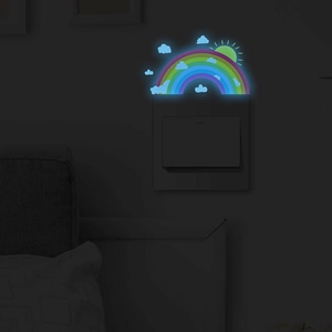 Luminous rainbow wall stickers with clouds and sun for home switch decoration