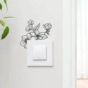 Artistic Sketch Floral Wall Decals PVC Self Adhesive Flower Switch Stickers For Bedroom Living Room Home Decoration
