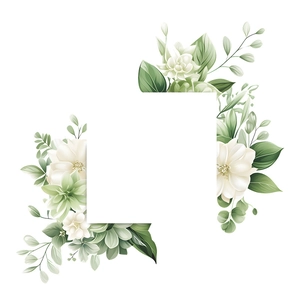 Détail d'autocollant mural floral avec fleurs blanches et feuilles vertes déco