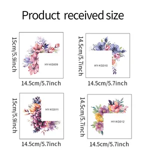 Tableau des tailles montrant les dimensions des autocollants muraux fleurs romantiques