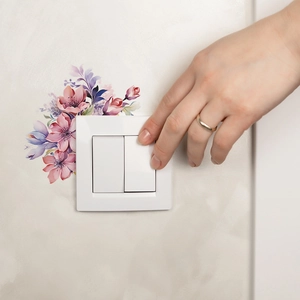 Stickers muraux fleurs aquarelle romantiques pour décorer les interrupteurs de chambre