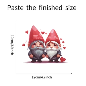 Detailed view of cartoon gnome wall stickers with dimensions 12cm by 10cm for home decor