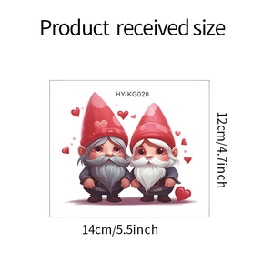 Cartoon Valentine gnome wall sticker measuring 14x12cm for home switch decoration
