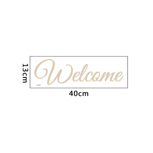 Detail showing 40x13cm Welcome wall sticker dimensions with artistic lettering