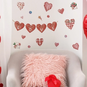 Valentine's Day heart wall stickers and LOVE banner set for romantic home decor