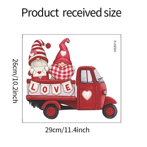 Valentine gnomes in red truck wall sticker dimensions measuring 26cm x 29cm
