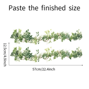 Dettaglio adesivo murale foglie verdi con dimensioni finali di 57cm per 12,5cm