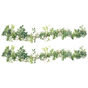 Adesivi murali realistici con edera verde per decorazioni casa su sfondo bianco