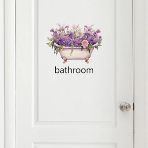 Floral bathtub wall sticker with bathroom lettering for elegant home wall decor