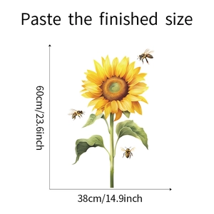 Dimensioni finali dell'adesivo da parete girasole, alto 60 cm e largo 38 cm circa