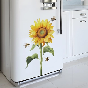 Adesivi murali autoadesivi con girasole e api per decorazione casa e cucina