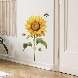 Adesivi murali autoadesivi con girasoli e api per camera da letto e decorazioni casa