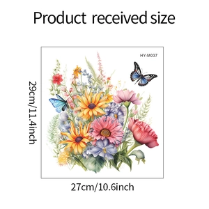 Floral wall sticker with sunflowers and butterflies measuring 27x29cm for home decor
