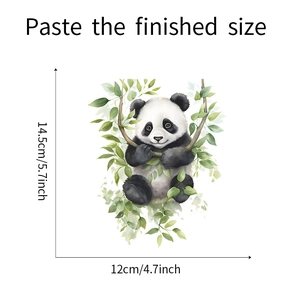 Detail view of cartoon panda wall sticker showing product dimensions 14.5x12cm