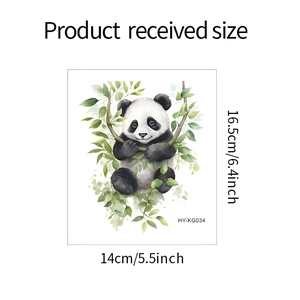 Detailed dimensions of cartoon panda wall sticker showing height 16.5cm and width 14cm