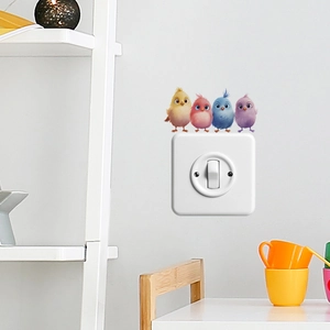 Cartoon bird wall stickers for light switch decoration in four colorful cute styles