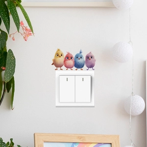 Cute cartoon bird wall stickers for light switches featuring colorful PVC bird decals