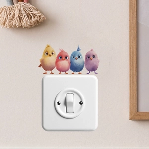 Cartoon Cute Bird Wall Stickers Removable PVC Self-Adhesive Switch Decor For Kids Bedroom Living Room Home Decoration